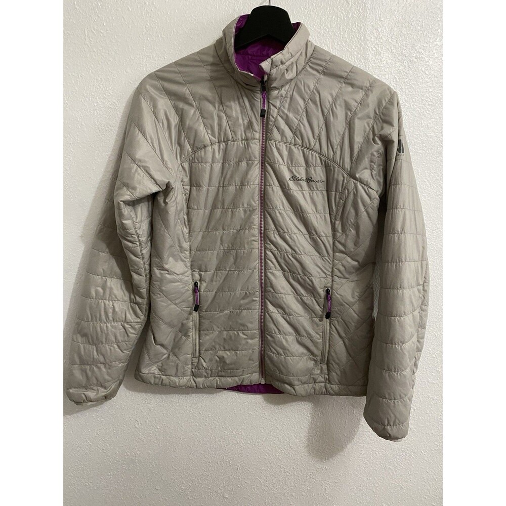 Eddie Bauer Women’s Lightweight Reversible Gray/Pink Puffer Coat M